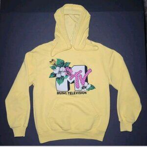 2021 Viacom M TV Womens Yellow Hoodie with Graphic Design Size Small